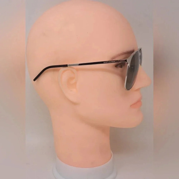 Saint Laurent Men's Aviator Sunglasses Metal Silver Green SL 279 004 61-14-145 - Picture 8 of 16